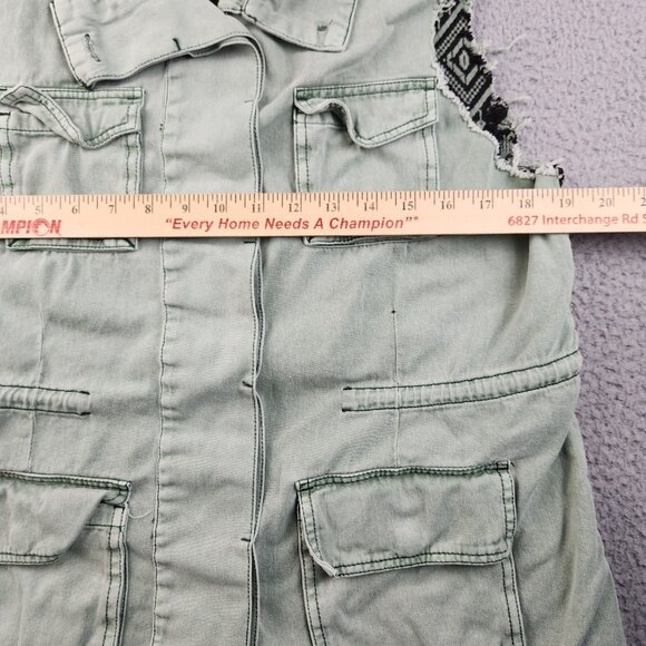 O'Neill Vest Womens Medium Utility Cargo Distress Boho Aztec Chore Jacket Shirt - Picture 5 of 6